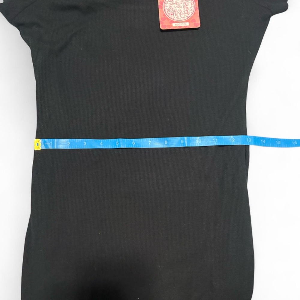 Heart Hips Black Ribbed Bodycon Dress Scoop Neck NWT Cotton Blend L - Picture 7 of 7